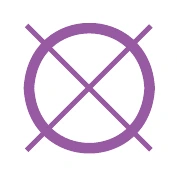 A magenta circle with a large X through it.
