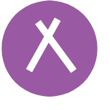 A magenta circle with a white runway pattern inside it.