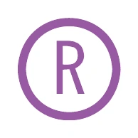 A magenta circle with an "R" inside.