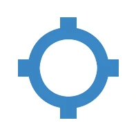 A blue circle with four tick marks around it.