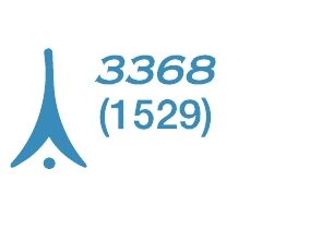 A taller blue obstruction symbol with a flared base, labeled 3368 and (1529).