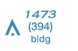 A blue obstruction symbol (an inverted V over a dot) labeled 1473, (394), and "bldg".