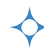 A blue four-point star with an open center.