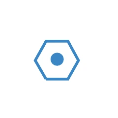 A blue hexagon with a filled center dot.